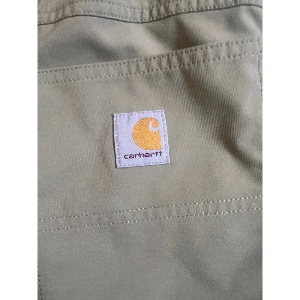Carhartt Mens Relaxed Fit Khaki Tan Shorts Size S Elastic Waist Utility Pocket